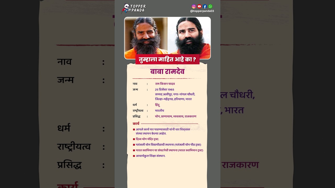 ramdev baba l #biography #shorts #ramdev #revolution #trending #viral #gk #yoga