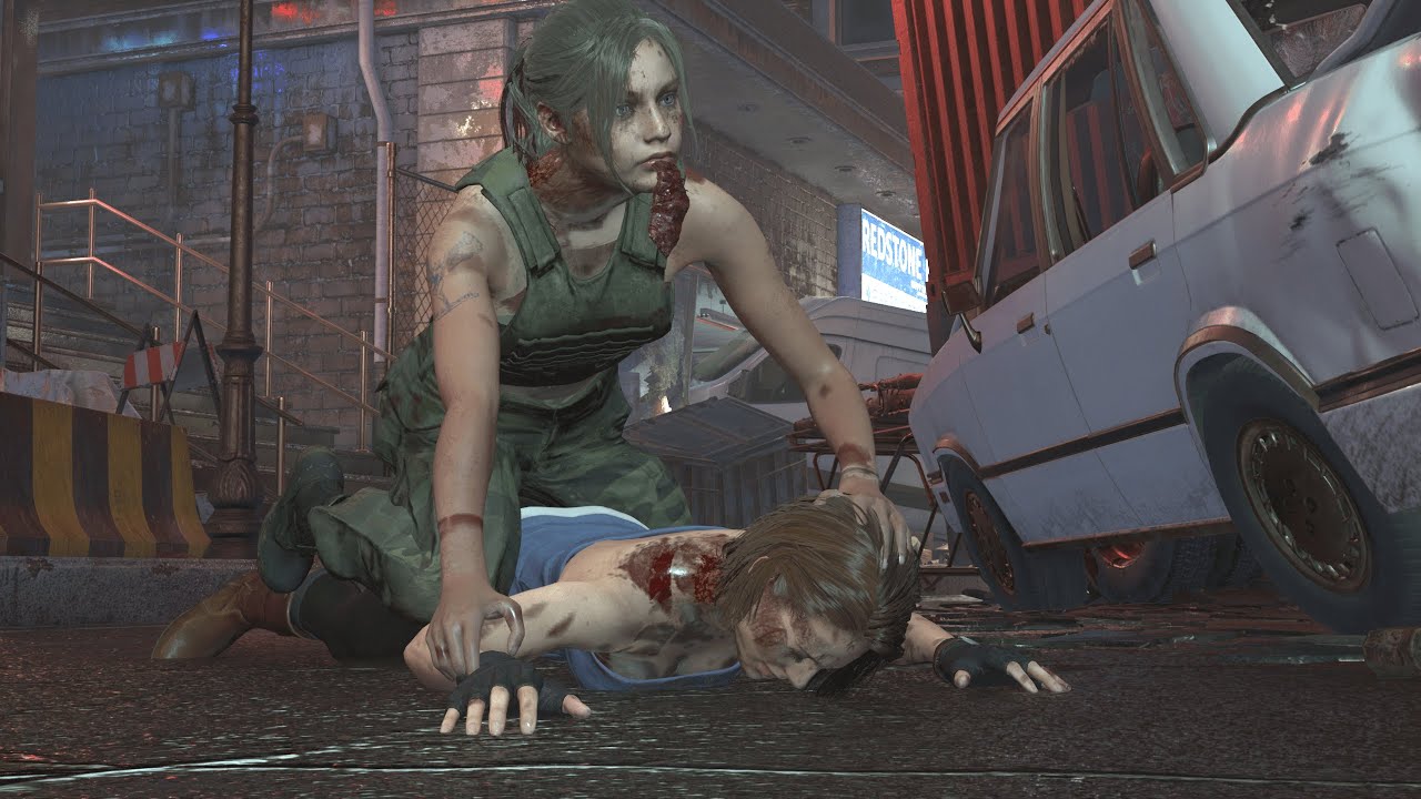 RE3 Remake Ryona Classic Yoga Pants Jill is eaten by Claire