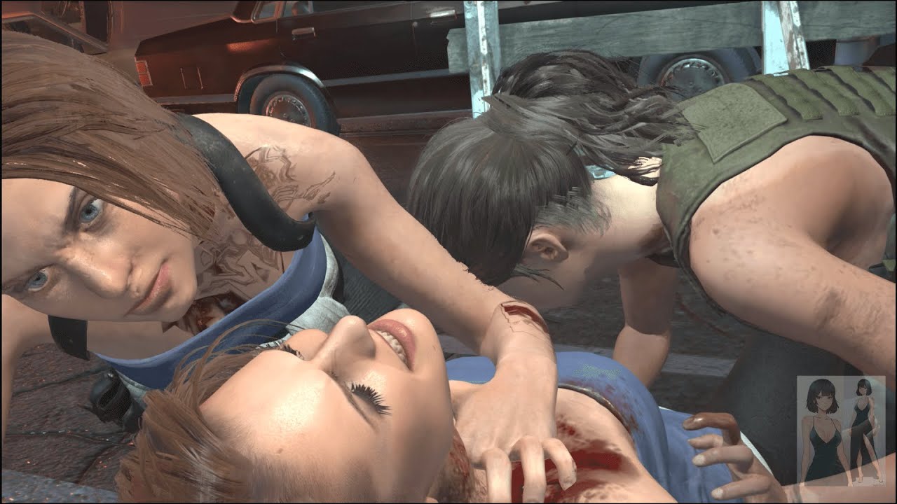 RE3 Remake Ryona Classic Yoga Pants Jill is eaten by herself (Jill Zombies)