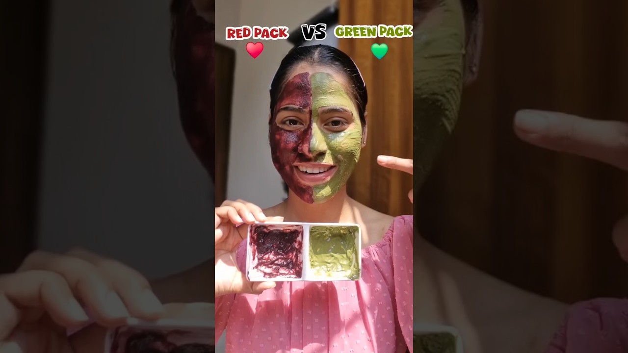Red Vs Green Face Pack#shorts #skincare#video #trending #viralvideo #ytshorts #video  #skinwhitening