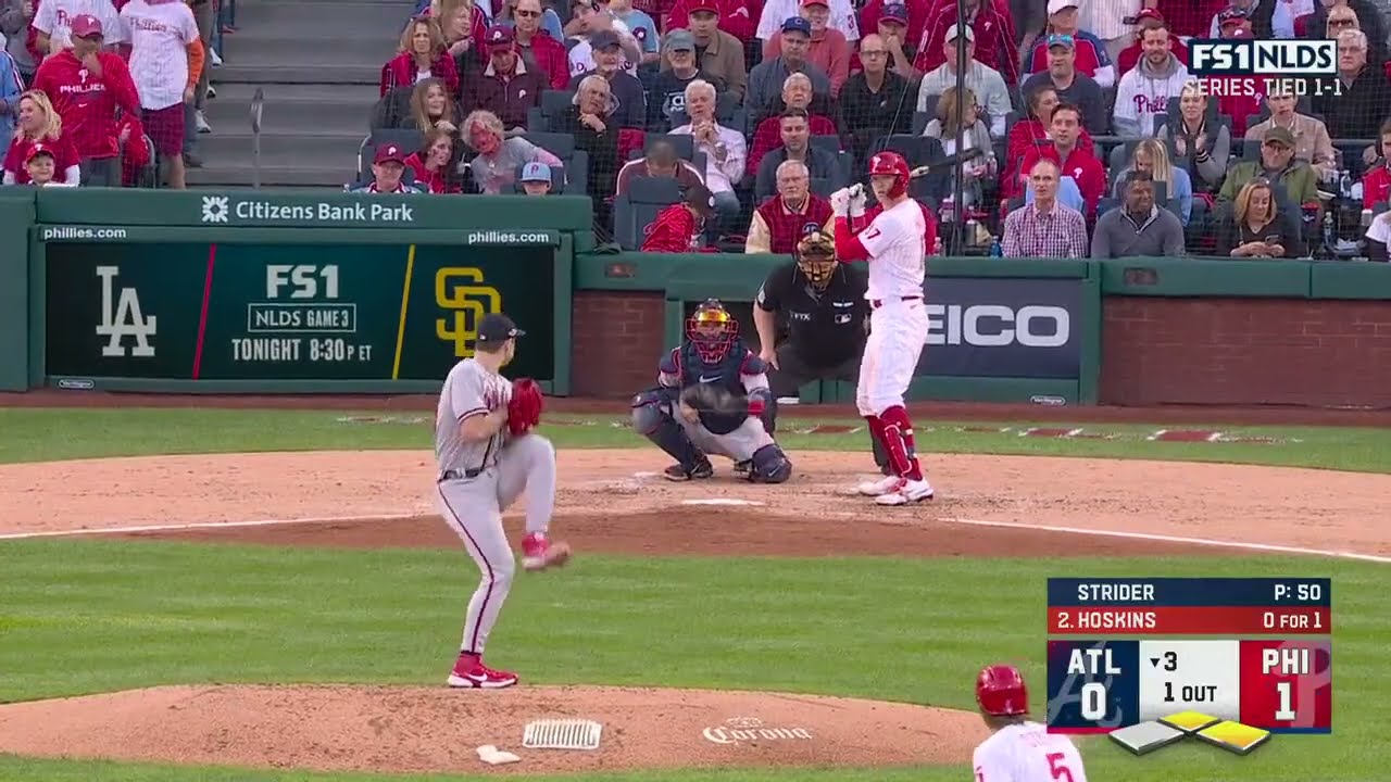 Rhys Hoskins 3 RUN HOMER + epic BAT SPIKE celebration |Atlanta Braves @ Philadelphia Phillies GAME 3