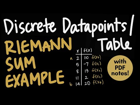 Riemann Sum Example with a Table (Discrete Datapoints)