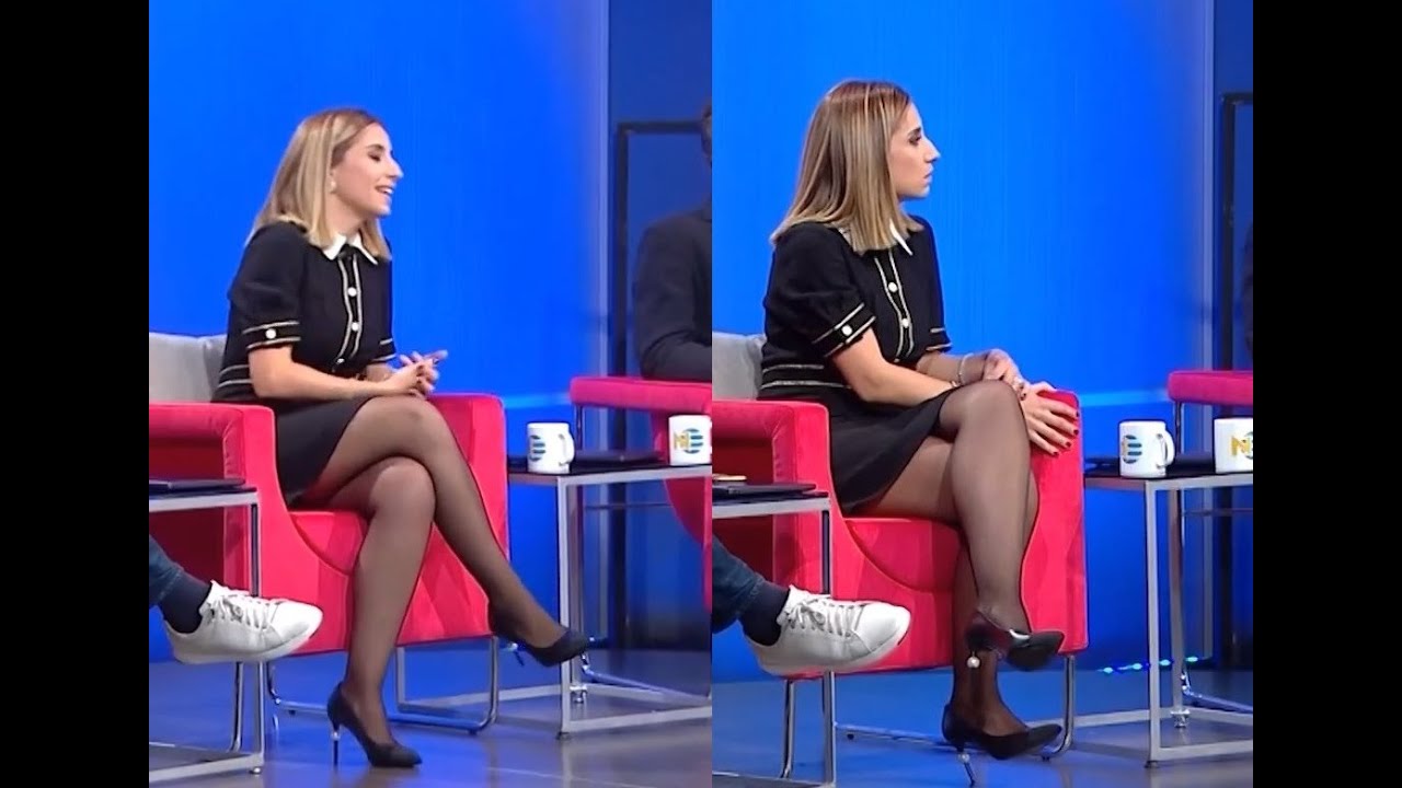 Rina in Black Pantyhose & crossed legs