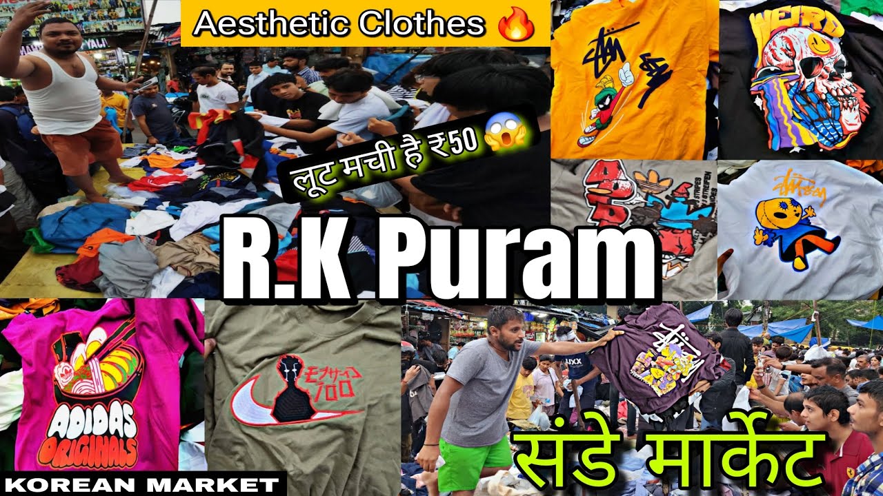 RK Puram Sunday market | Korean Market | Aesthetic clothes | Sunday cheap market in delhi