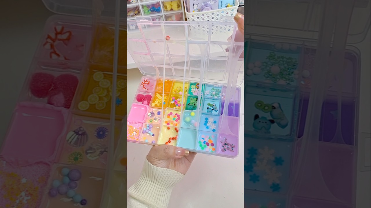 Sanrio Pallet Slime💛💚🩵🩷💜 #sanrio #kuromi #cinnamoroll #hellokitty #cute #japan #shorts #fyp #asmr