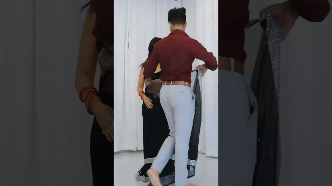 Saree pehna di mujhe🙈 #couplegoals #couple #shorts #khwahishgal