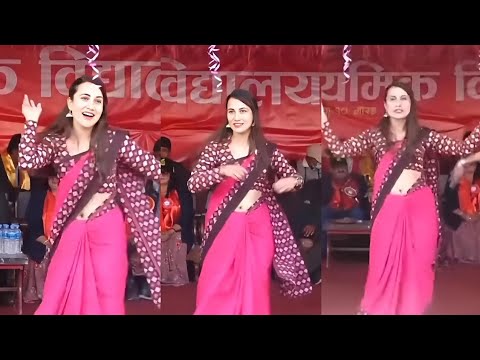 School teacher hot saree navel dance performance