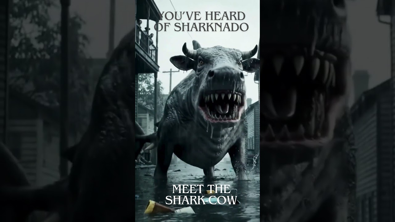 SHARK-COW Hybrid Roams Flooded Town - Cow Body, Shark Teeth #aianimals #animalhybrids #aitech