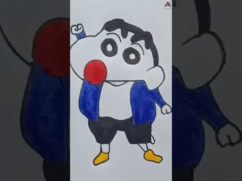 Shinchan Drawing with Colours 🎨|| Easy Shinchan Drawing for Kids || How to Draw Favorite Shinchan 🤩