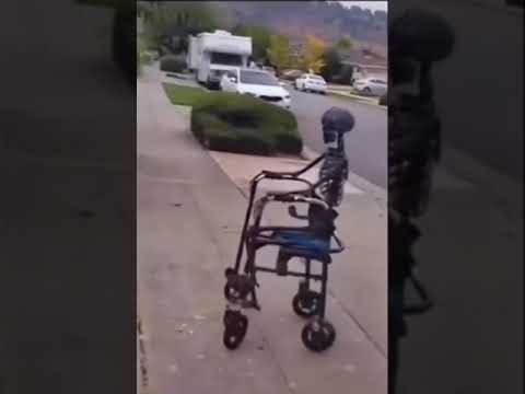 Skeleton sitting in wheelchair meme