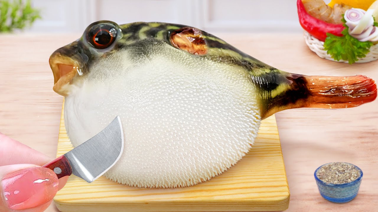Slow Down Mimi! 😹 Miniature Grilled Japanese Puffer Fish 💗 Real Mini Food Tina Mini Cooking