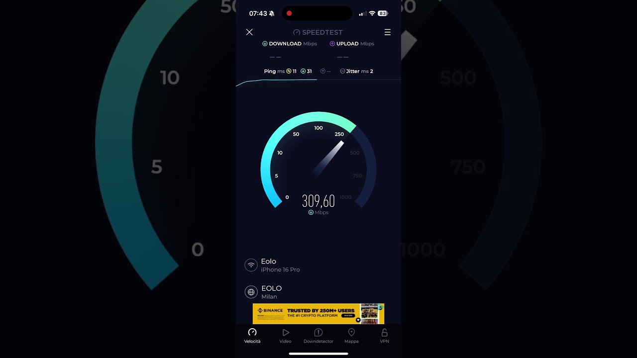 speed test Eolo 300mega #eolo #eolo300mb #montichiari #speedtesteolo