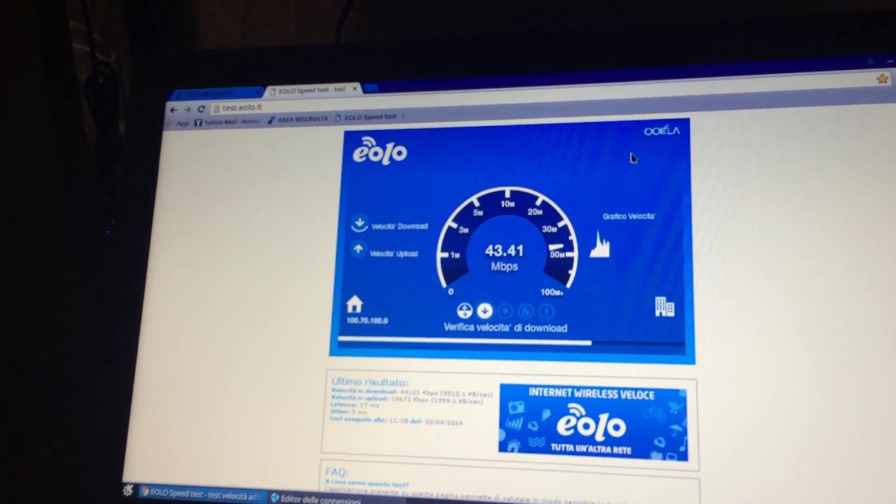 Speedtest Eolo post installazione