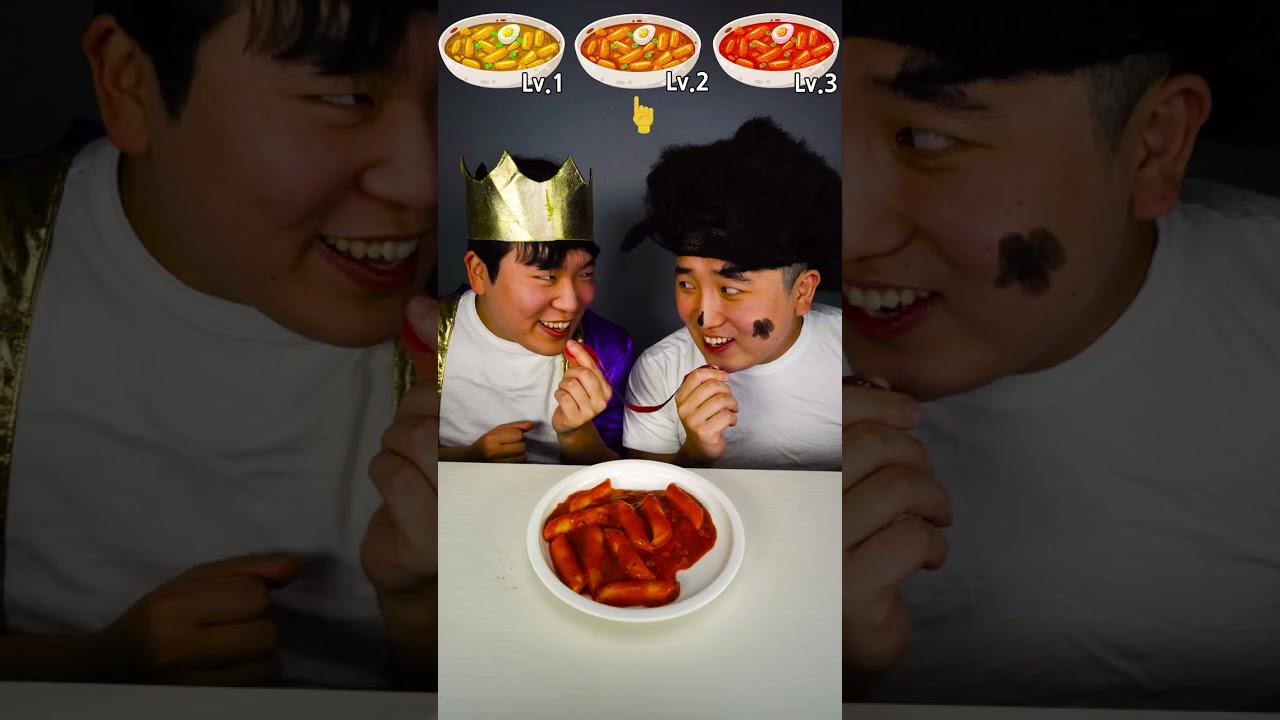 Spicy Emoji Food Eating Challenge | Spicy Rice Cake, tteokbokki Mukbang #shorts