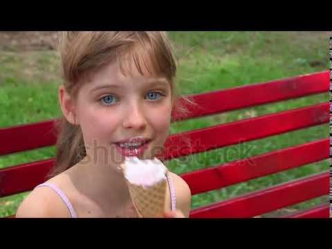Stock Footage - French Teenager eating Ice Cream 3