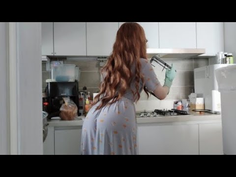 Stove cleaning asmr clean with me