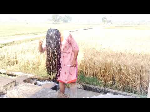 Suhana Record village girls bathing outdoor