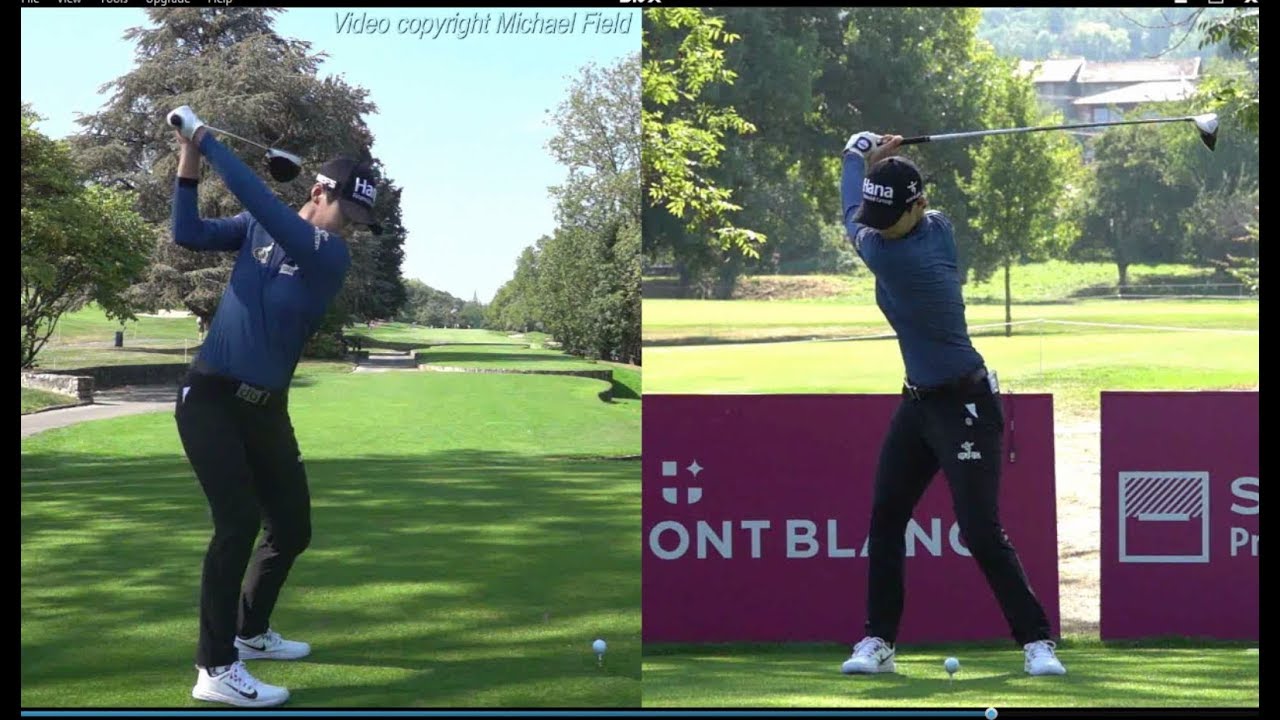 Sung Hyun Park Golf Swing Driver - draw shot (plus fairway shot), Evian Championship, Sept 2018.