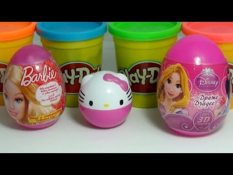 Surprise Eggs BARBIE Disney Princess Hello Kitty HAPPY CHRISTMAS