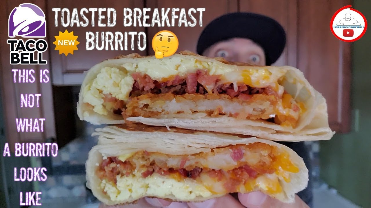 Taco Bell® Hash Brown Toasted Breakfast Burrito Review! 🌮🔔🌯 | BACON! 🥓