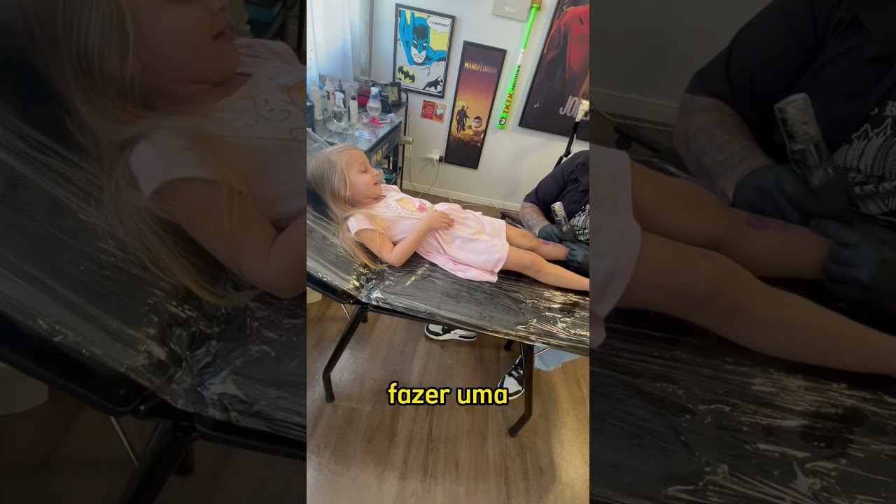 TATUAGEM FAKE NA MINHA FILHA❤️😝 #tattoo #tatuagem