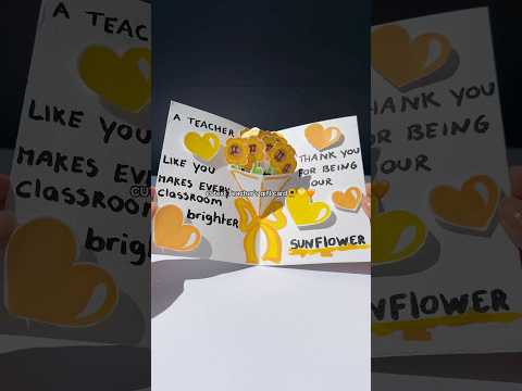 🌻💛Teacher’s Appreciation Week gift card 🧡 #giftidea #diy #art #craft #teachersday #popupcard