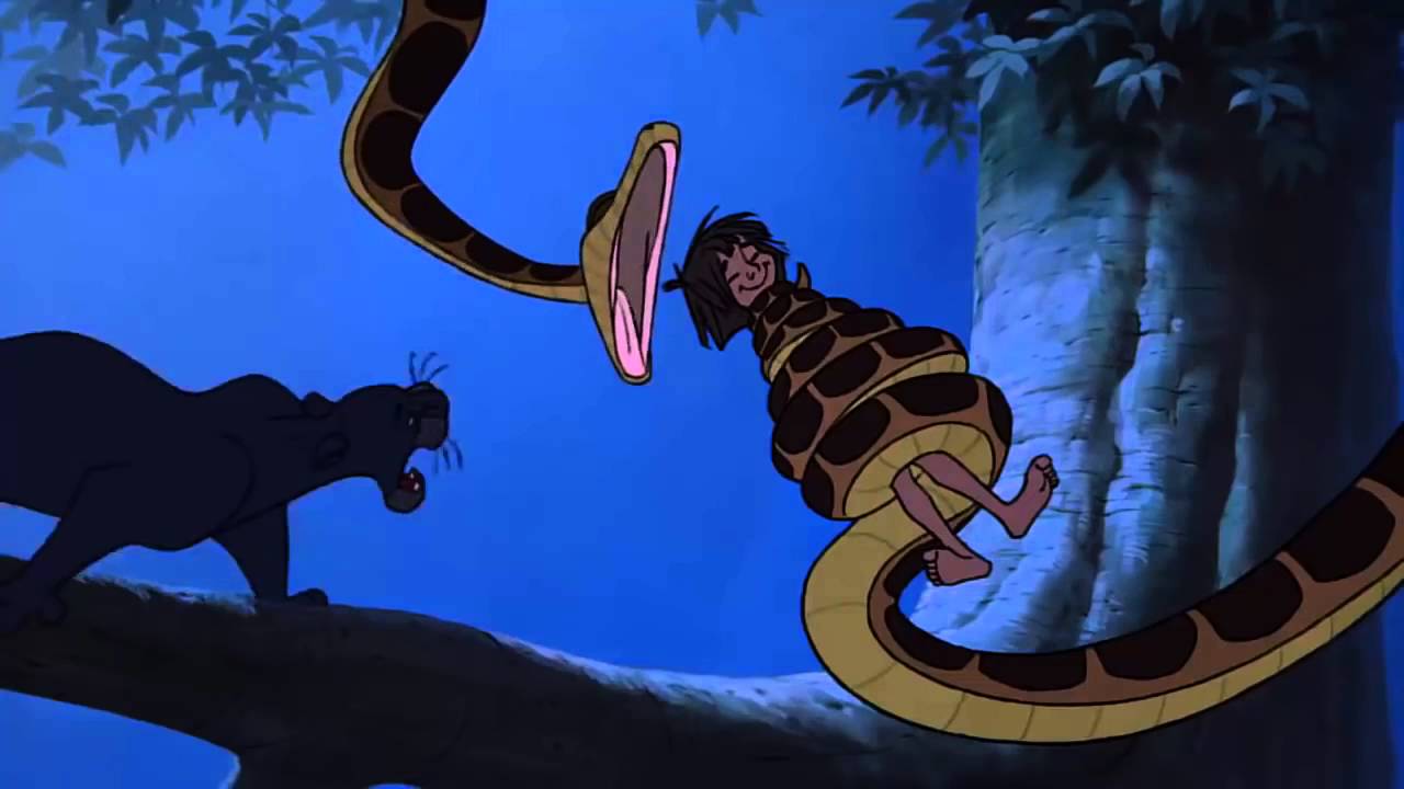 The Jungle Book  Kaa tries to eat Mowgli HD