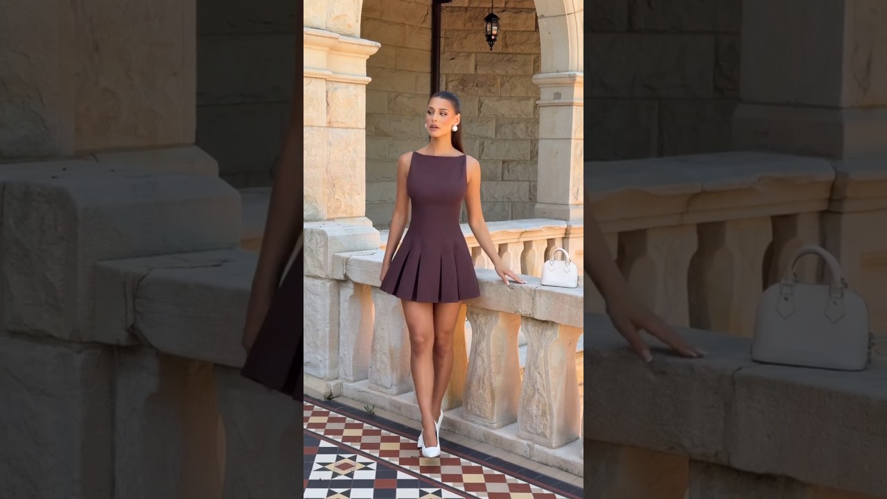 The Perfect🥀 our Rory mini dress in plum brown🤎 #fashion #model #beauty #style #outfit #shorts