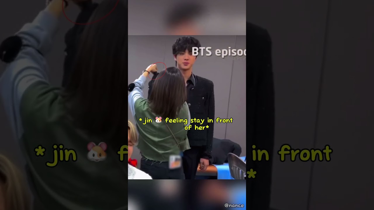 The ways Jin 🐹secretly smirk 😏 when staff girl touched him 😍🔥 #bts #jin #shorts
