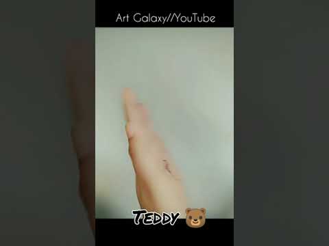 This is teddy🐻 teddy says 'Hi'____Teddy✋🏻Hand Art// YouTube//Art Galaxy.