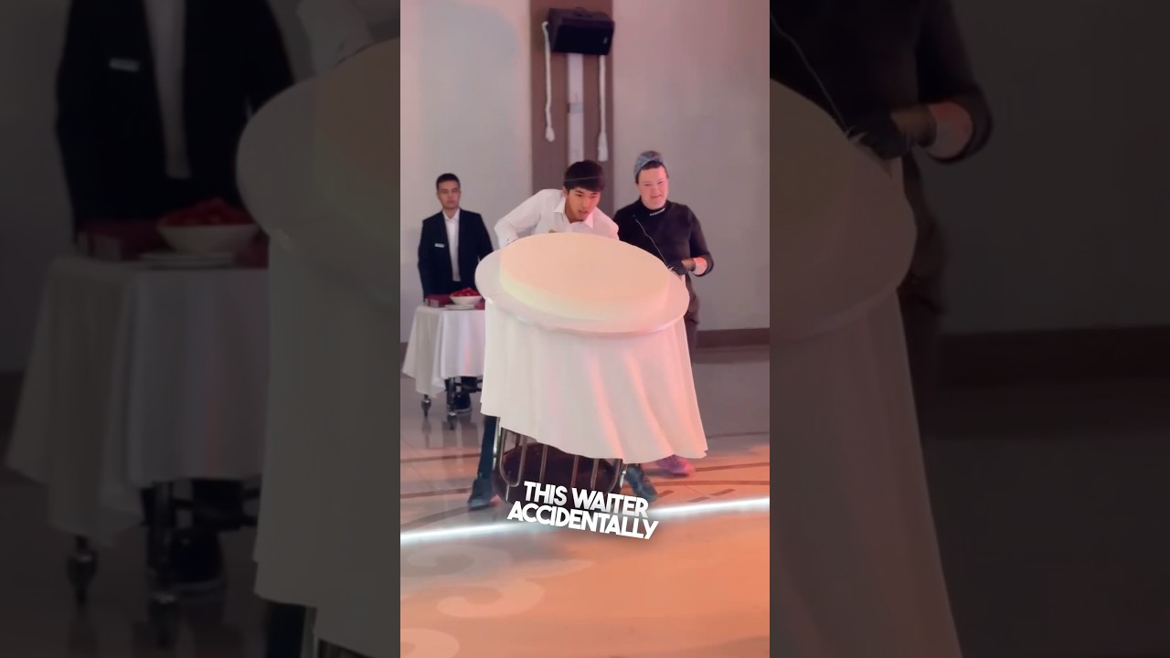 This waiter dropped their expensive wedding cake 😮