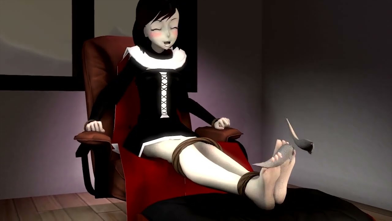 Tickle feet girls with feathers