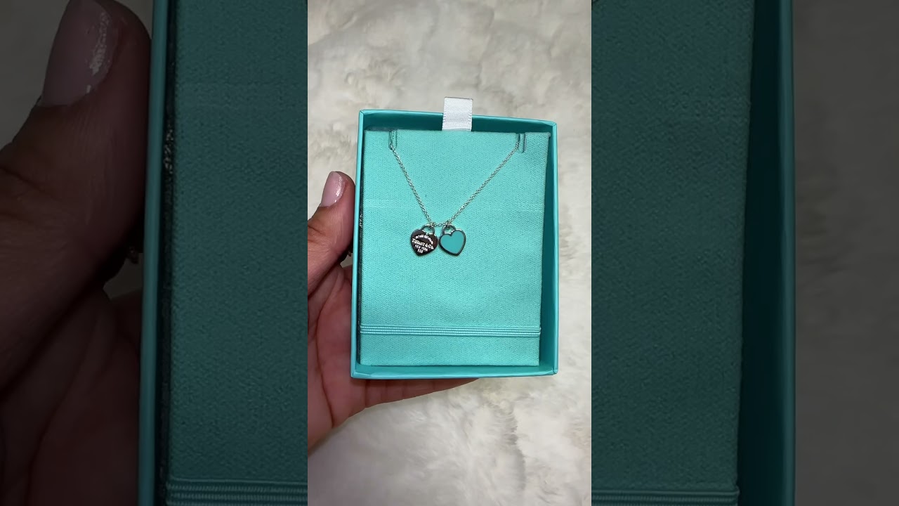 Tiffany & Co. Double Heart Tag Pendant Necklace 🩵🤍 #unboxing #tiffany #jewellery