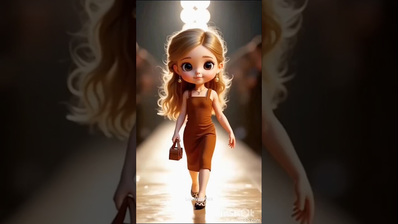 Tiny Model Slays the Runway in Chic Brown Dress | Fashion Show Shorts