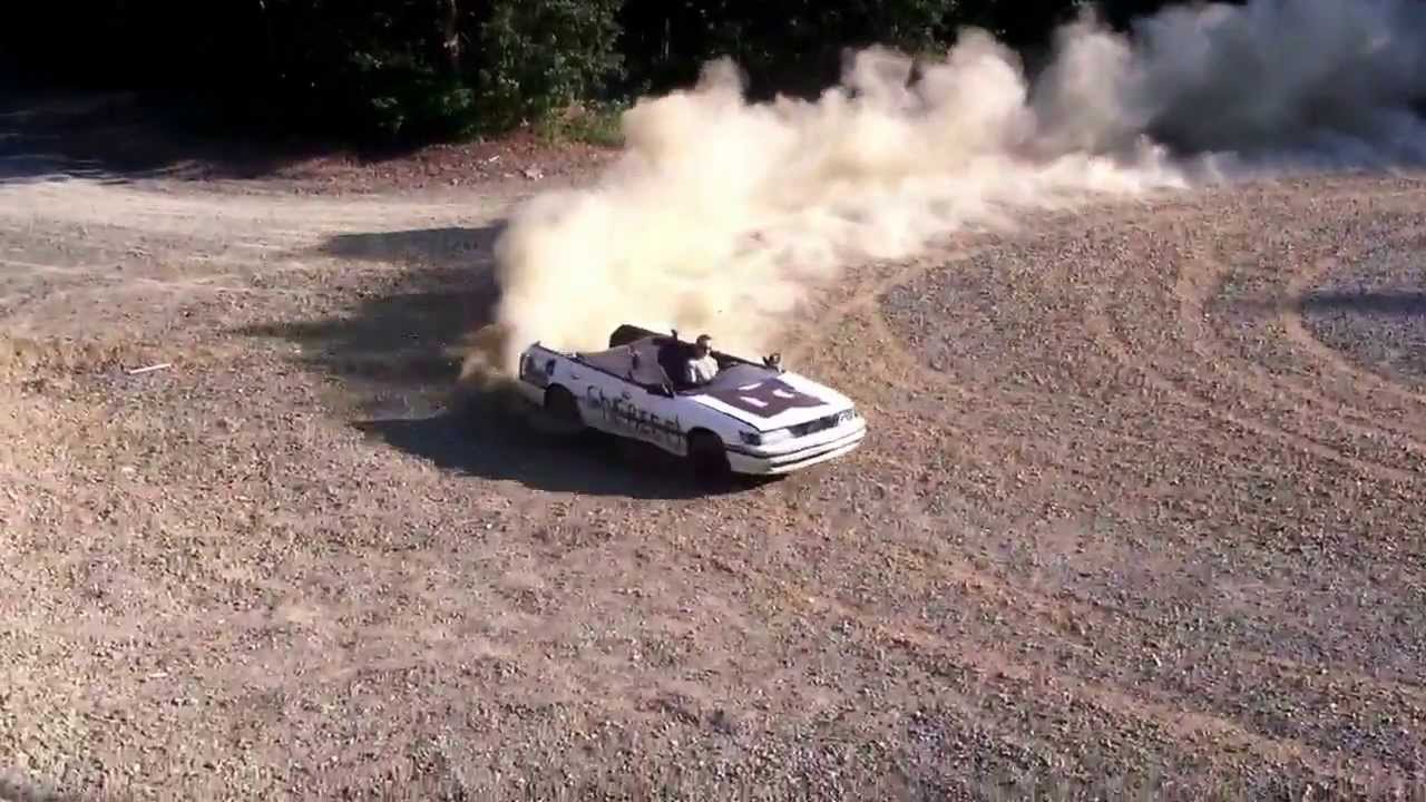 Topless Subaru drifting