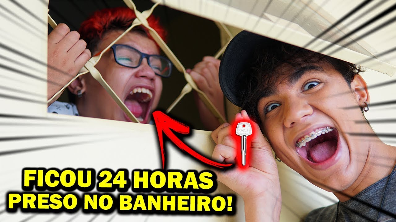 TRANQUEI MEU IRMÃO MAIS NOVO NO BANHEIRO POR 24 HORAS! ( TROLLAGEM )