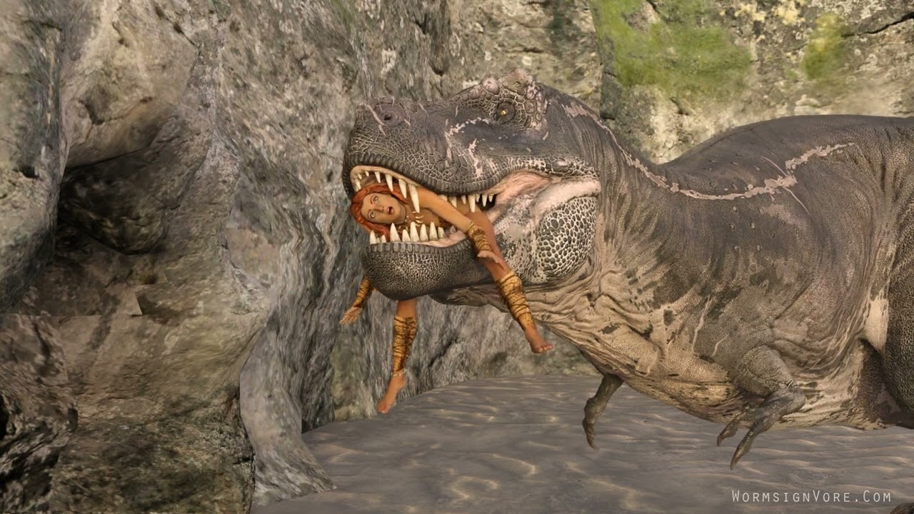 Trex Eats Cave Woman Buttfirst