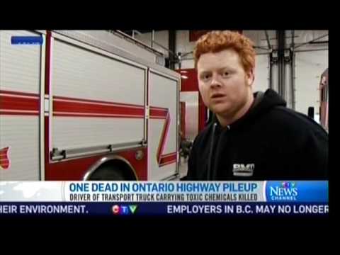 Truck Spills Toxic Liquid on Highway 401 (March 14 2017)