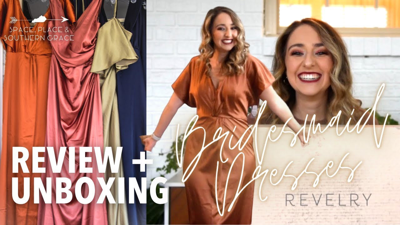 Trying on Satin Bridesmaid Dresses from Revelry