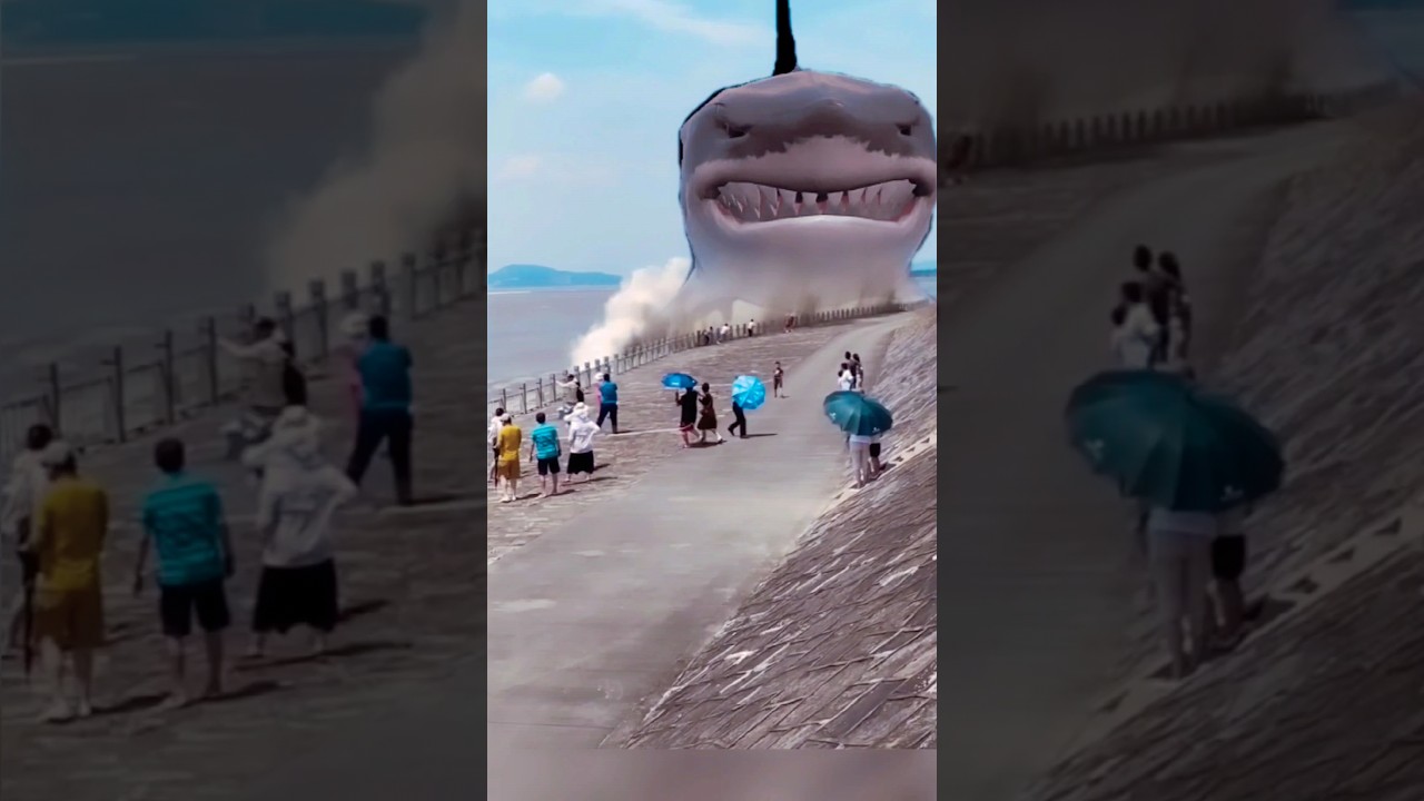 tubarão gigante na praia  #tubarão