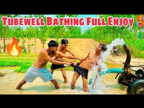 tubewell swimming hot vlog | tubewell bathing vlog | desi boys swimming | village tubewell bathing