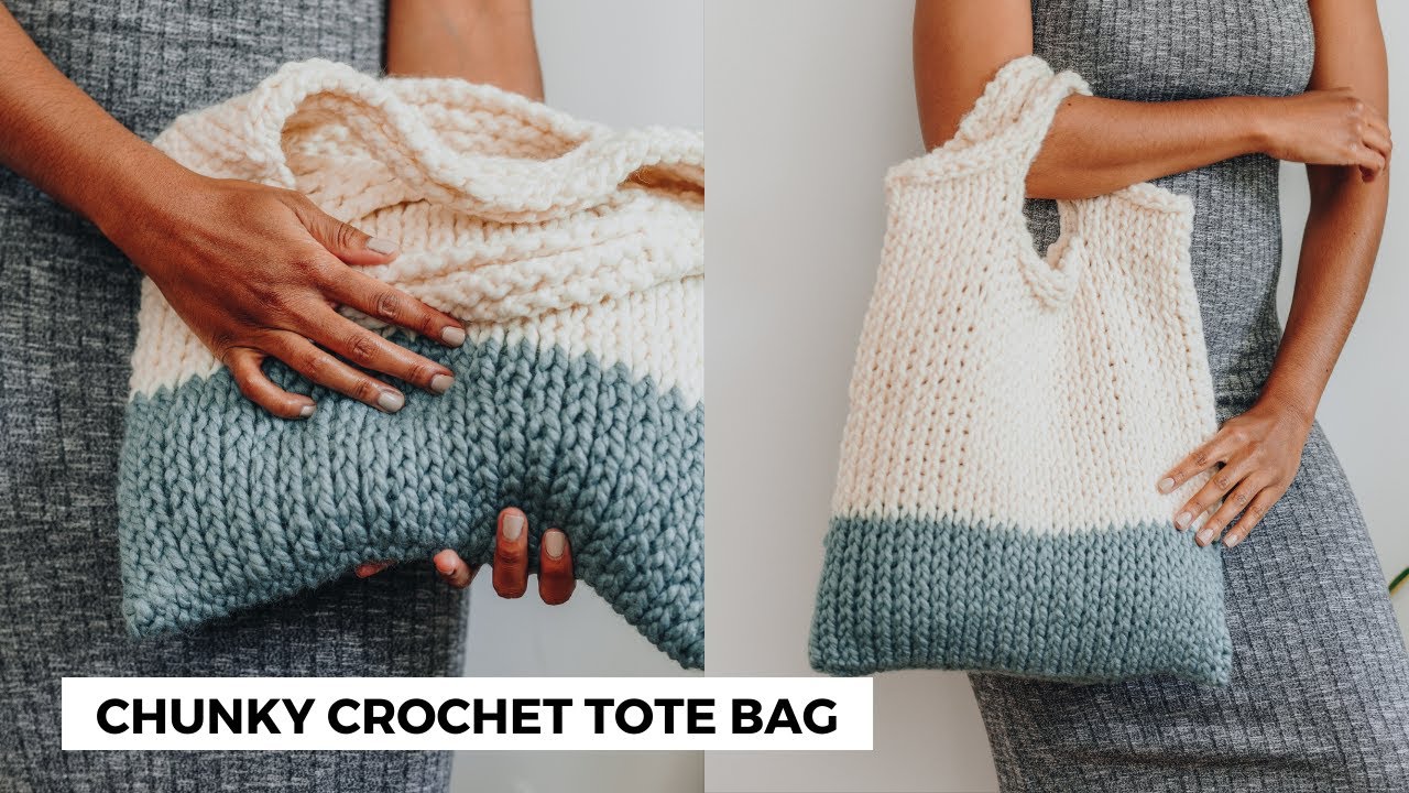 Tunisian Crochet Tote Bag for BEGINNERS - Chunky Crochet Purse for Gifting [Kensington Tote Bag]