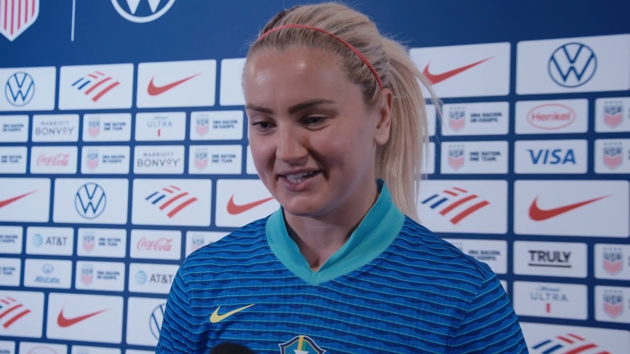 USWNT Midfielder LINDSEY HEAPS postgame; Team USA beat Brazil in friendly