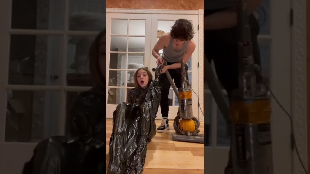 VACUUM TRASHBAG CHALLENGE 🤣 #shorts