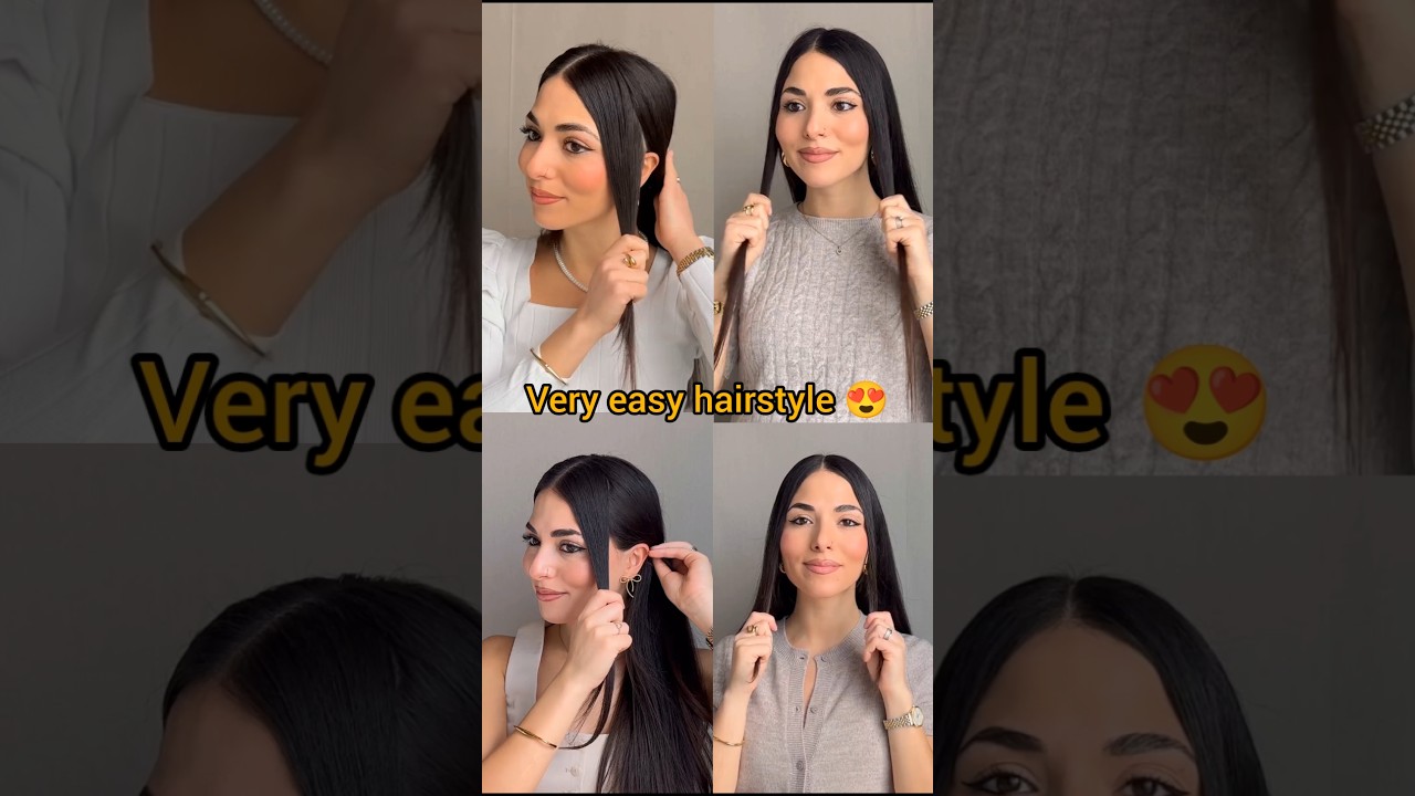 very easy hairstyle 😍 #hairstyle #easyhairstyle #haircut #straighthair #youtubeshort #shortvideo