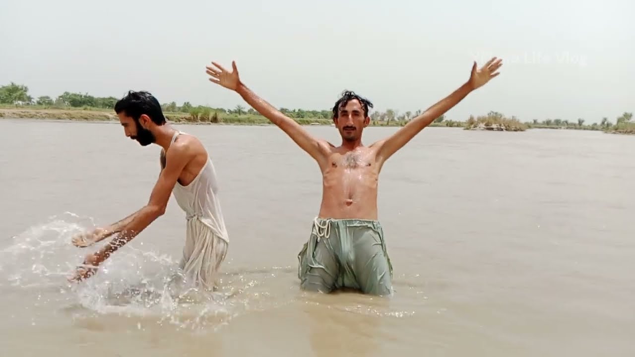 village swimming rutin hot boy bathing river vlog river  bathing vlog swimming  Village hot Boy