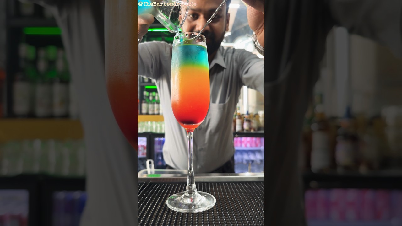 😱Viral Layer Cocktail🔥Sweet Rainbow🍸#cocktail #drink #trending #viral