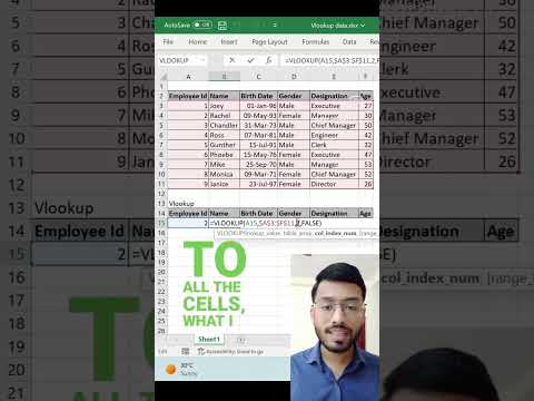 Vlookup for multiple Columns together #excel #tutorial #vlookup #formula