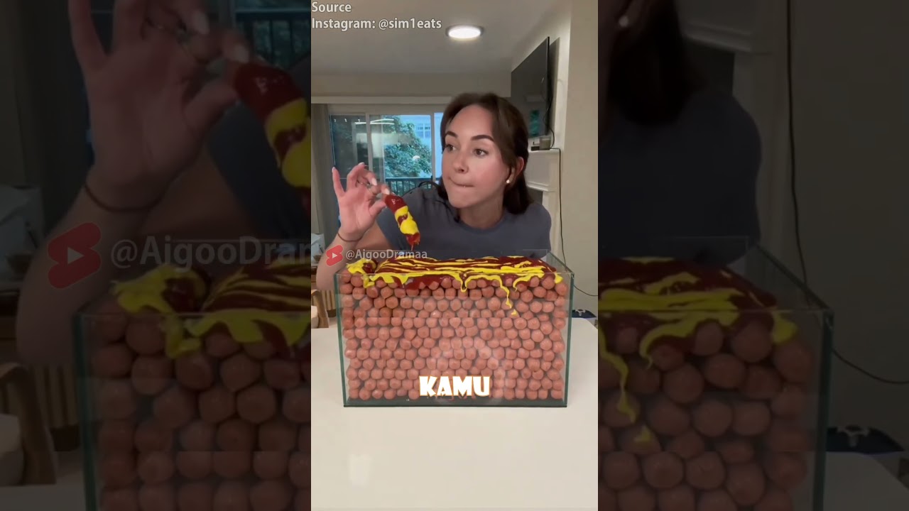 Wanita cantik ini mukbang ratusan sosis ayam ❗😲  #shorts #shortvideo