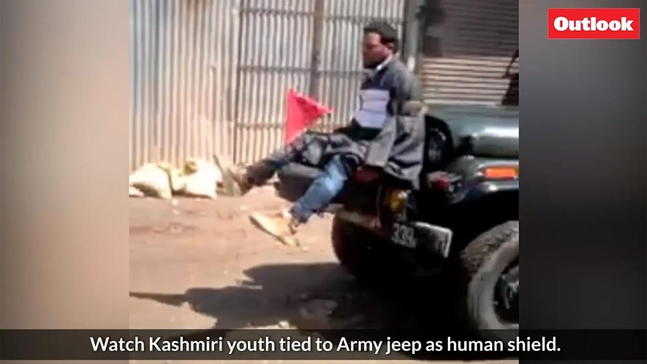 Watch: Kashmiri youth tied to Army jeep as human shield.